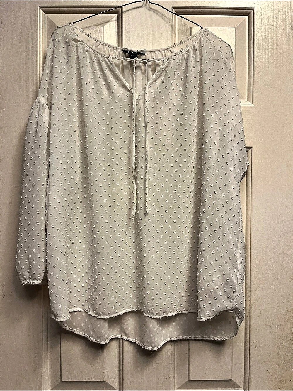Chaps Swiss Dot Blouse in White Large